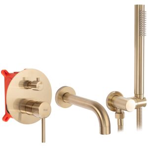 Rea Lungo gold brushed concealed bath faucet set with hand shower and spout - Rea