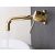 Rea Lungo gold wall-mounted faucet with running water
