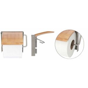 Collage of bamboo toilet paper holder, wall mounted, multiple angles - Toilet Paper Holder & Stand