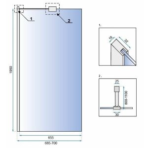 Duschwand Rea Aero N 70 Transparent