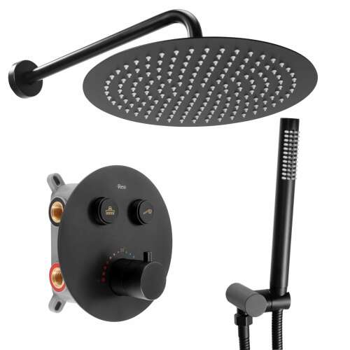 Rea Lungo Black Matt Unterputz Duschset mit Regenduschkopf und Handbrause