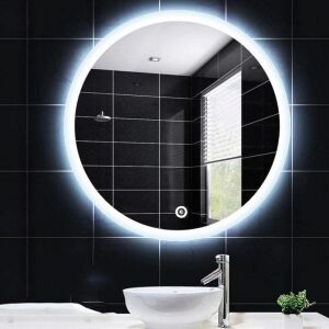 60cm LED Round Bathroom Mirror with illuminated frame - Furniture
