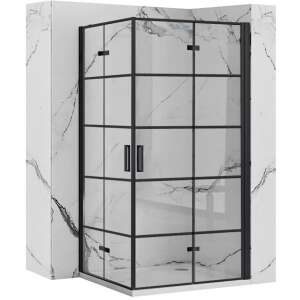 Zuhanykabin Rea Molier Black Double 80x90 shower cabin, black frame, glass doors, corner installation - Rea
