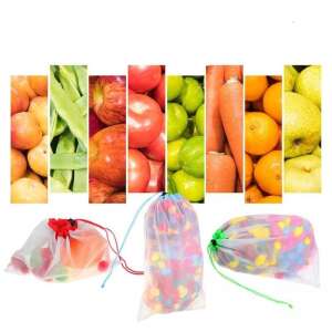 Újrafelhasználható hálós zöldség- és gyümölcstároló táskák - Bevásárlóháló, rendező táska