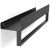 Angled view of modern black bathroom shelf with towel rack