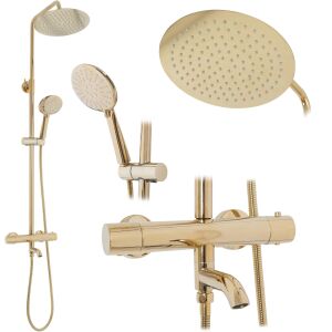 Rea Lungo Gold Thermostatic Shower Set collage - Shower set