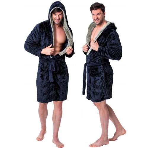 Župan pre mužov Jordan Navy-Grey s kapucňou, veľkosť M, mäkký a pohodlný, ideálny na relaxáciu