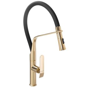 Rea Castor gold kitchen faucet with black flexible spout - Nonbrand Faucet