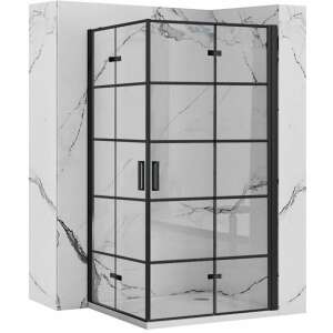 Zuhanykabin Rea Molier Black Double 80x100 shower cabin, black frame, glass doors, corner installation - Rea