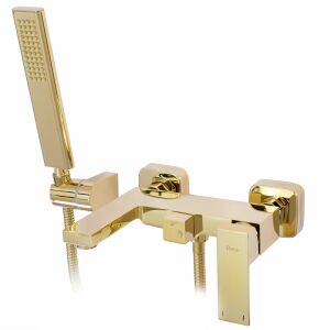 Стилен златен смесител за вана Rea Fenix и комплект ръчен душ - Nonbrand Смесител