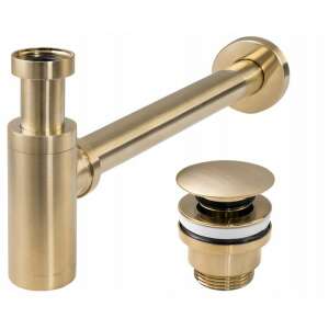 Rea Gold Brush uniwersalny syfon do umywalki z zaworem odpływowym click-clack - Zlewozmywak i syfon zlewozmywakowy