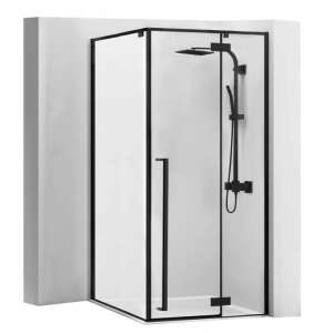Fargo 90x90 black shower enclosure with black handle and shower head - Shower cubicle