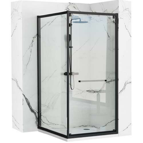 Zuhanykabin Rea Space IN Black 80x100 sarok zuhanykabin, fekete keret, üveg ajtók, zuhanyfej - Zuhanykabin