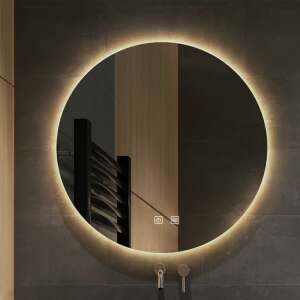 LED bathroom mirror with touch control, 80cm, HZJ080, round, modern design, anti-fog, 3 color temperatures, bathroom decor - Furniture