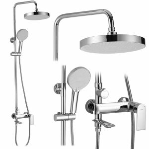 REA Veneta Chrome Shower Set with Overhead and Handheld Shower Heads - Shower set