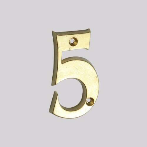 Brass house number 5
