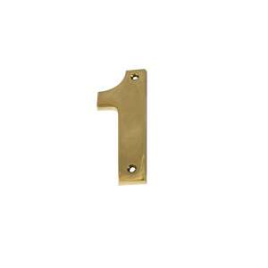 Brass house number 1, polished finish - Decoration