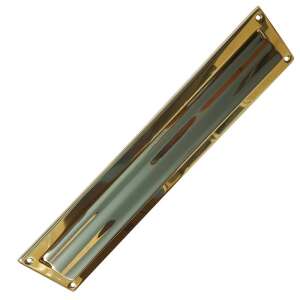 Brass letterbox, large size, 340 x 75 mm, with spring loaded flap - Gomboss