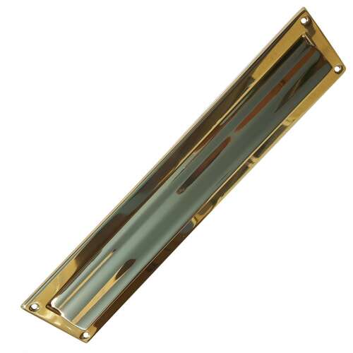 Brass letterbox, large size, 340 x 75 mm, with spring loaded flap