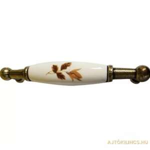 Brown floral ceramic drawer pull with antique bronze finish - Gomboss