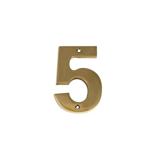 Brass house number 5
