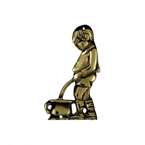 Piktogram Fiú Réz toilet sign, brass, boy peeing in a pot, bathroom sign