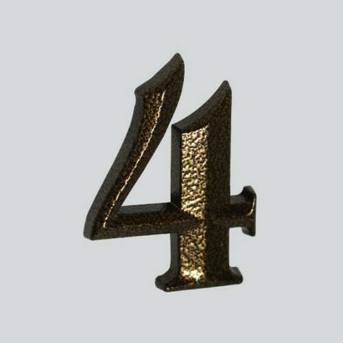 Antique bronze house number 4