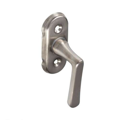 Window handle, satin chrome finish, L-shaped, 6x6 mm spindle hole