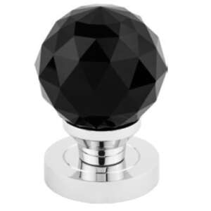 Čierny kryštáľový kľučka dverí, DIAMOND BLACK, pre skrinku alebo dvere - Gule a kľučky dverí