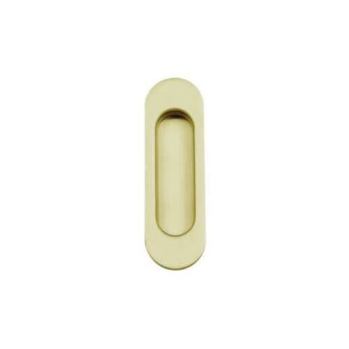 Oval shiny brass sliding door handle