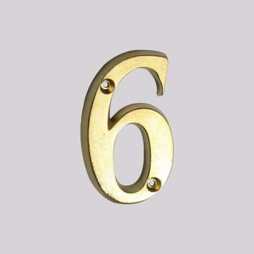 Gold metal house number 6