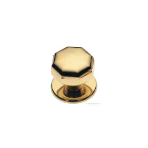 Brass door knob, Astro Réz Gomb, octagonal, polished brass finish