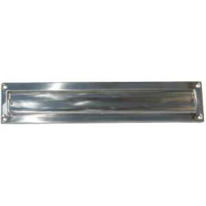 Stainless steel letterbox, 340mm x 75mm, letter slot size 310mm x 40mm - Gomboss