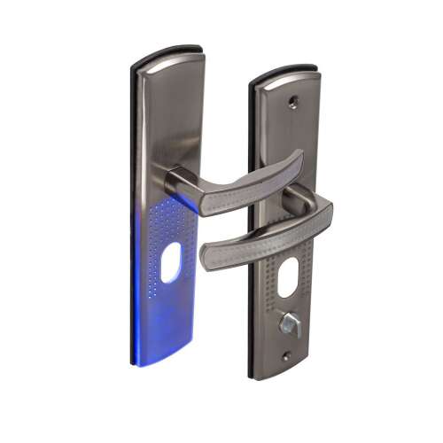 Hisec Kínai Biztonsági Ajtokilincs Szett Jobbos Erősített Világítással 72 PZ door handle set with light, right-handed, silver