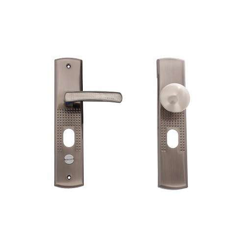 Hisec Kínai Biztonsági Ajtokilincs Szett Fix Gomb Balos 72 PZ Türgriff-Set mit festem Knopf, links, silber