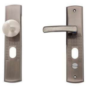 Sada kľučiek na dvere Hisec s gombíkom a pákou, pravá, strieborná - Gule a kľučky dverí