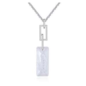 Fehér Swarovski kristályos nyaklánc téglalap alakú medállal - Női ékszer