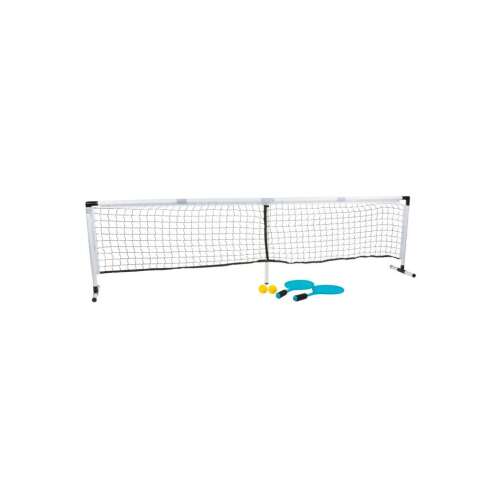 Scatch Tennis-Spielset, blaue Schläger, gelbe Bälle, weißes Netz und Pfosten