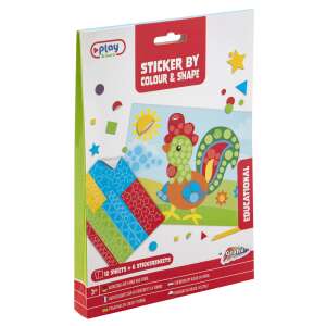 Play & Learn Sticker by Colour & Shape educational sticker activity set for kids, 12 sheets with 6 sticker sheets, 3+ years - Grafix