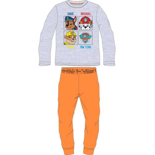 Pijamale băieți Nickelodeon Paw Patrol, tricou cu mânecă lungă cu personaje din Paw Patrol, pantaloni portocalii
