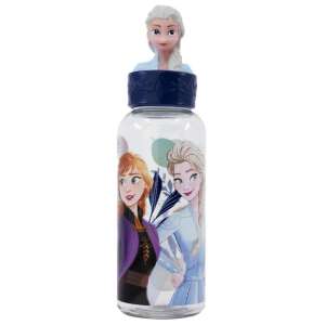 DISNEY Frozen 3D Wasserflasche mit Elsa Figur auf dem Deckel, 560 ml, mit Elsa und Anna auf der Flasche - Lebensmittel- & Getränkebehälter