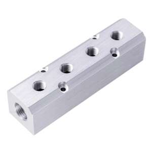 Pneumatic air distributor manifold, 2x 1/2 inch input, 4x 1/4 inch output, aluminum, for pneumatic systems - Tool accessories