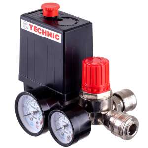Technic compressor pressure switch with pressure gauge, 1/4 inch connection - Compressor Accessory
