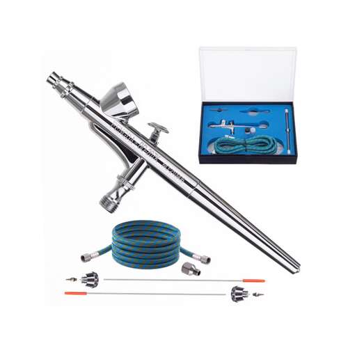 Fengda BD-207K Airbrush-Set mit 0,2 mm, 0,3 mm und 0,5 mm Düsen, inklusive Airbrush, Schlauch, Reduzierstück und Zubehör