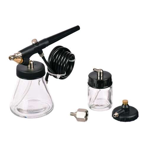 Airbrush kit with 0.8mm nozzle, 80ml bottle, and reducer for large compressor