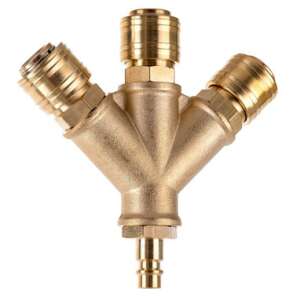 Pneumatic brass distributor with 3 quick connectors and 1 plug - Tool