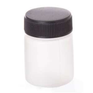Airbrush paint container BD-01P, 22cm3 capacity, white plastic container with black screw cap - Paint Sprayer and System