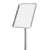 Ezüst színű, szabadon álló információs tábla, A2 méretű, állítható szögben, alkalmas menük, táblák és egyéb információk megjelenítésére