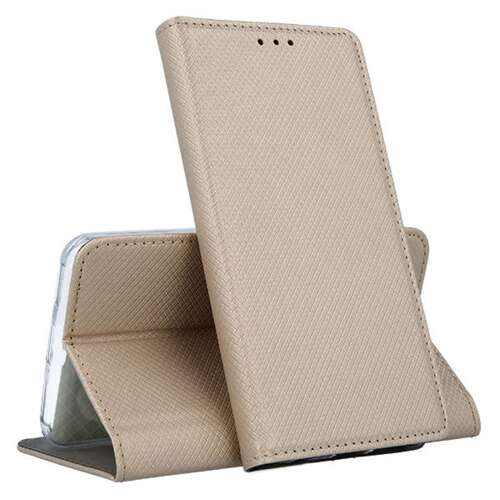 Samsung Galaxy A55 5G Telefontok - arany mágneses szilikon keretes könyvtok