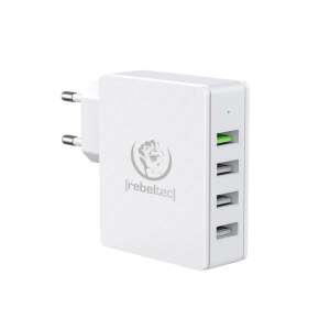 Rebeltec H410 Turbo 4 USB porttal hálózati töltő, fehér - Rebeltec